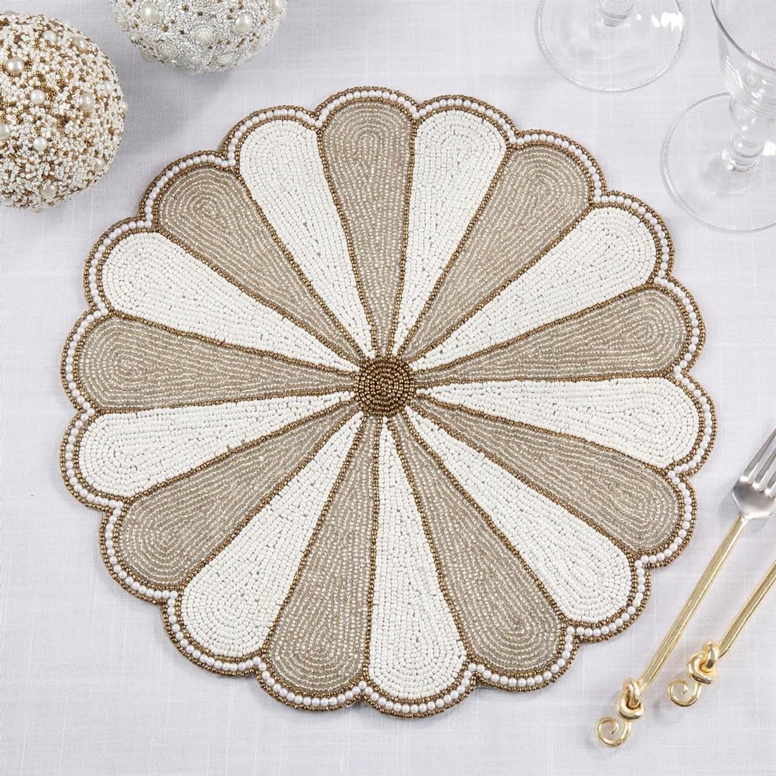 Unique Beaded Pinwheel Holiday Placemat