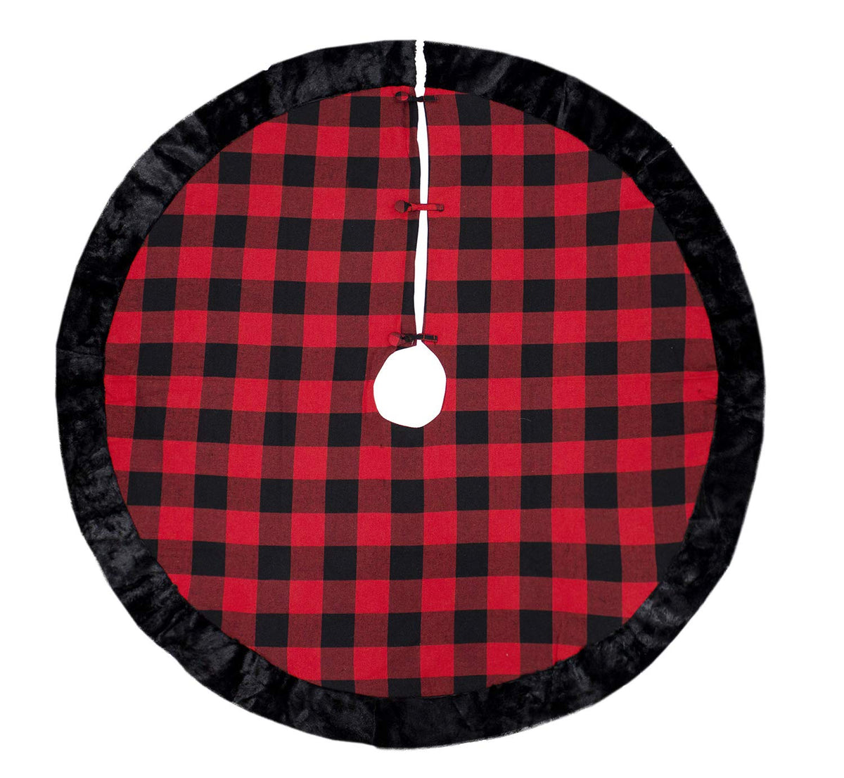 Red & Black Buffalo Plaid Christmas Tree Skirt (53")