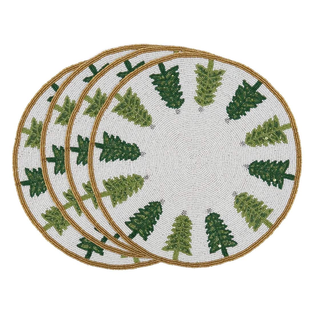 Hand Beaded Christmas Trees Holiday Placemat