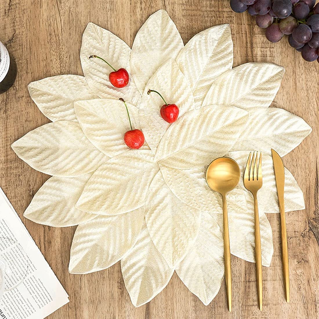 Handmade Leaf Shaped Shimmer Placemats