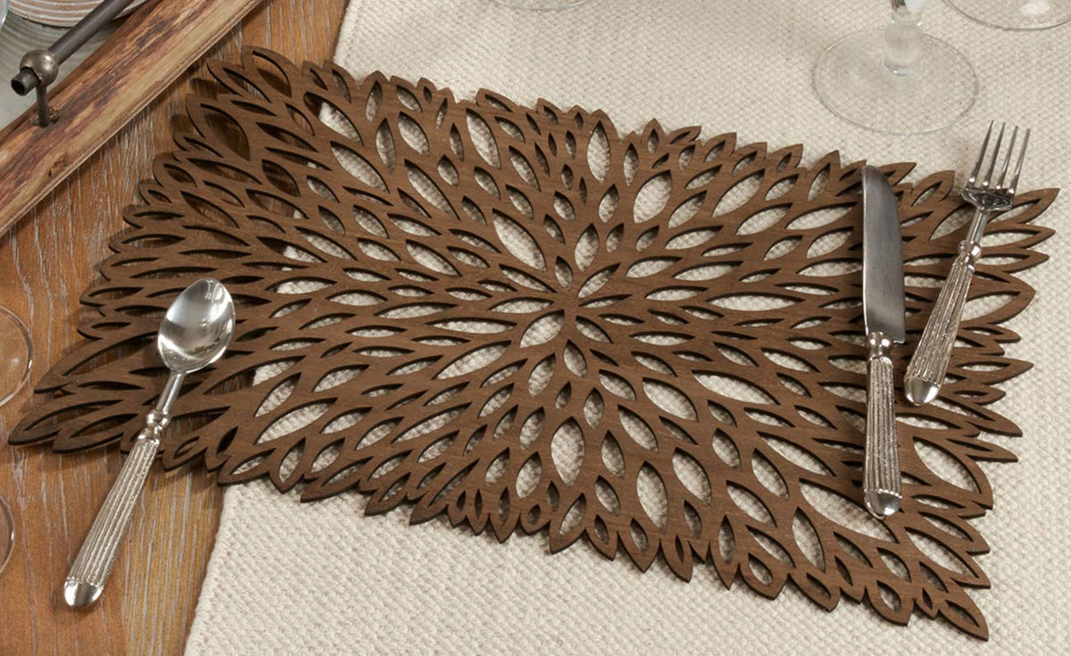 Unique Engineered Wood Laser Cut Placemats 12"x18" Rectangular