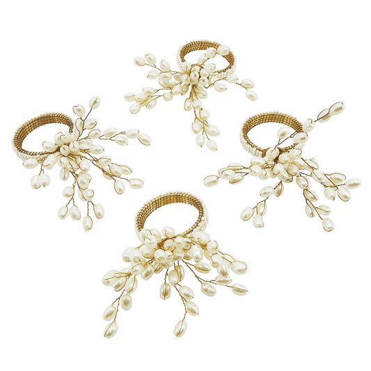 Ronds de serviette à perles motif fleur