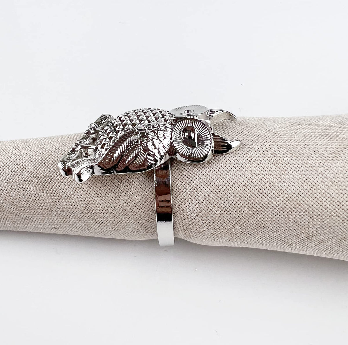 Perched Owl Metal Napkin Rings