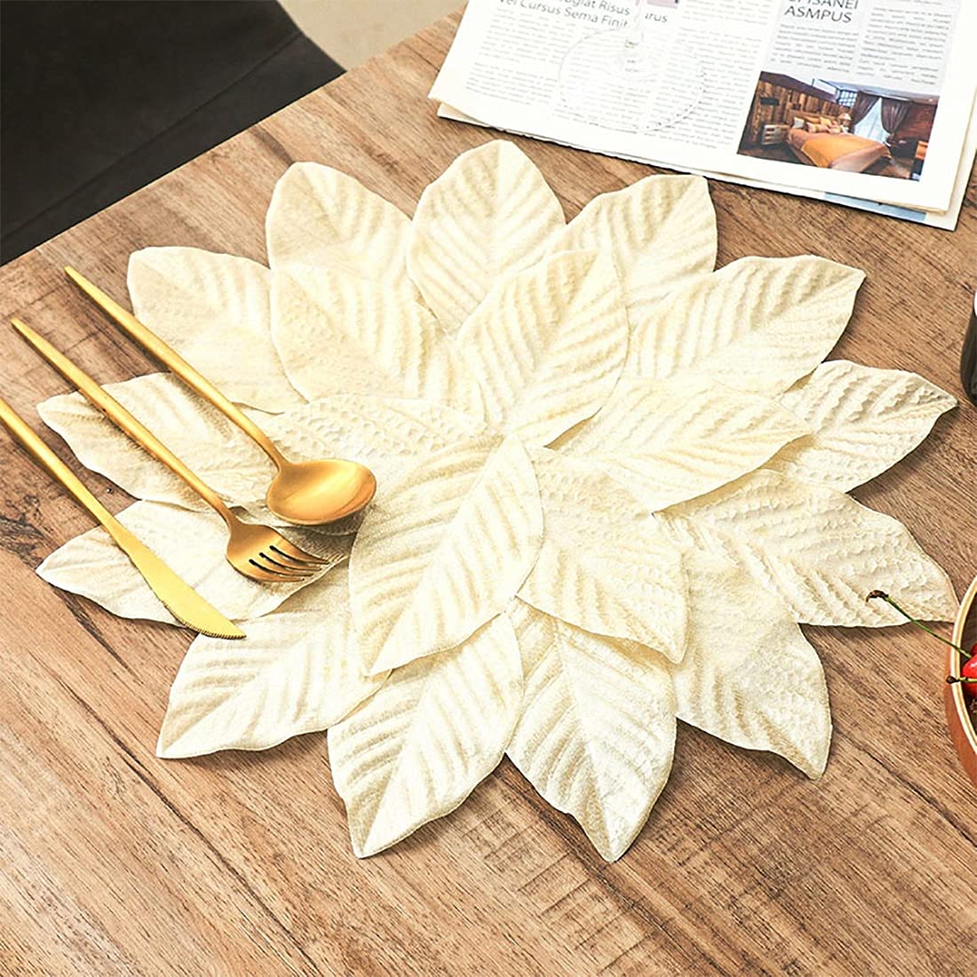 Handmade Leaf Shaped Shimmer Placemats