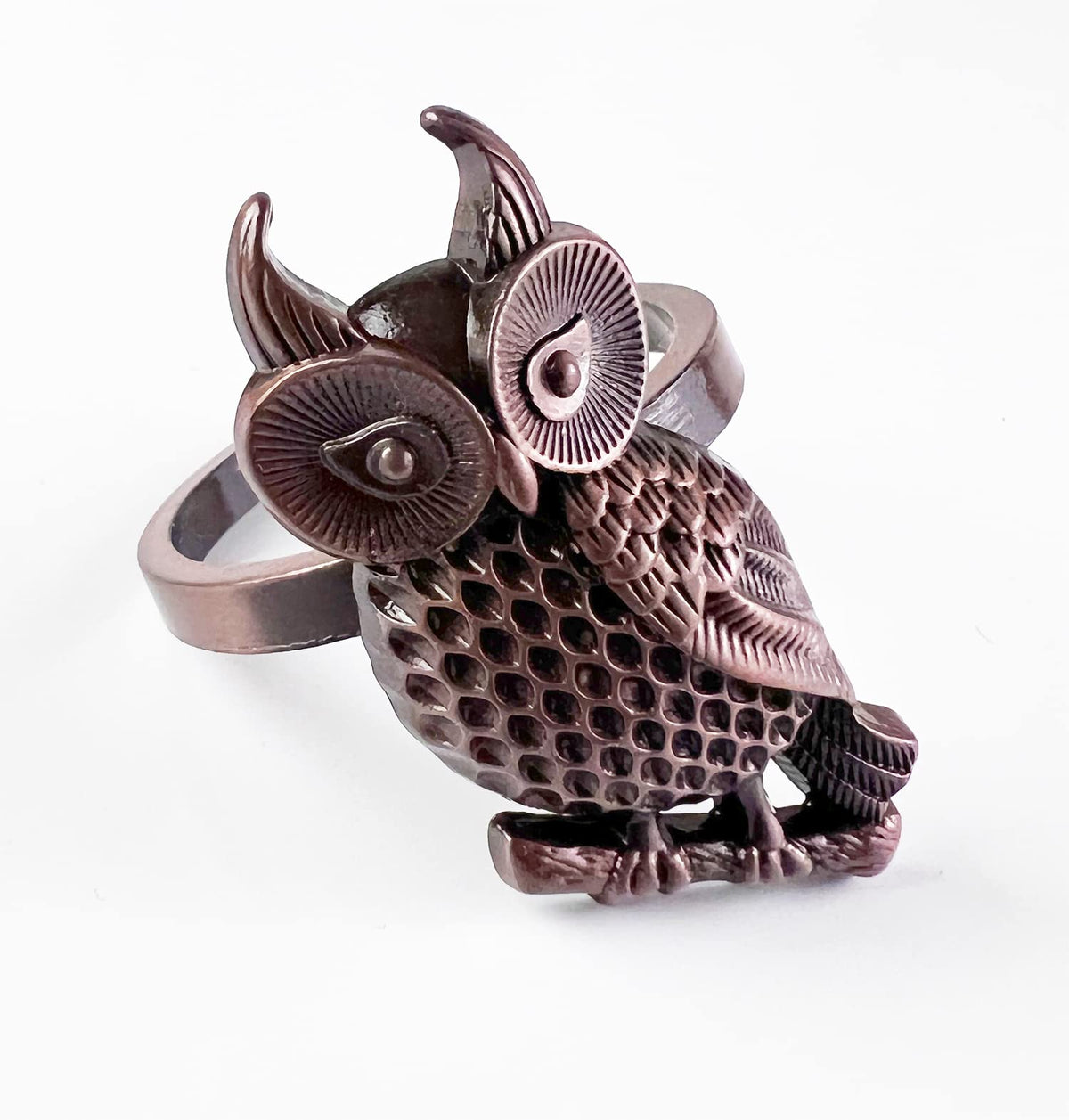 Perched Owl Metal Napkin Rings