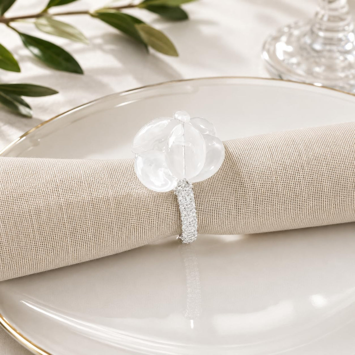 Brown Gemstone Beaded Napkin Rings