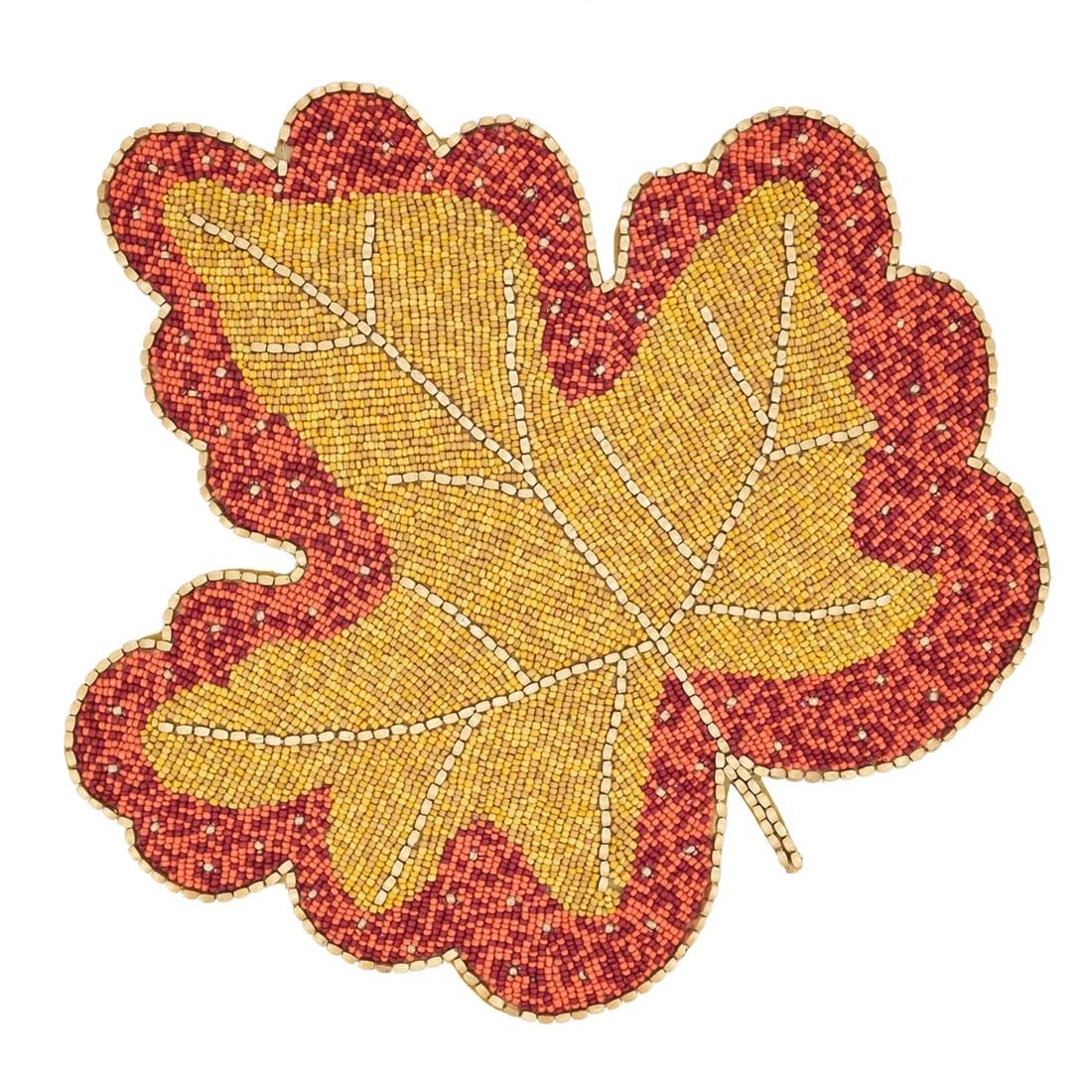 Hand Beaded Maple Leave Placemat 15" Round