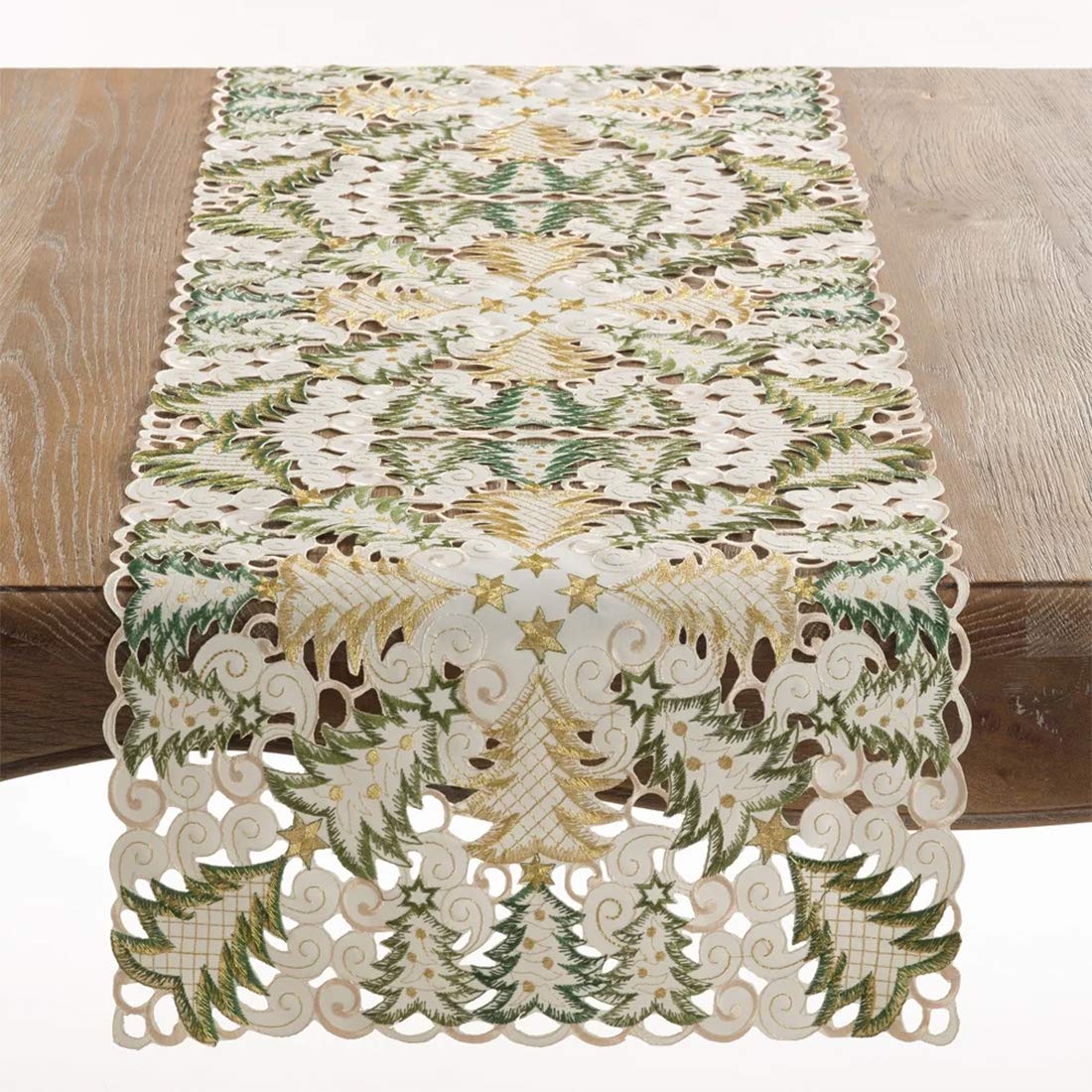 Embroidered Christmas Tree Cutwork Tablecloths