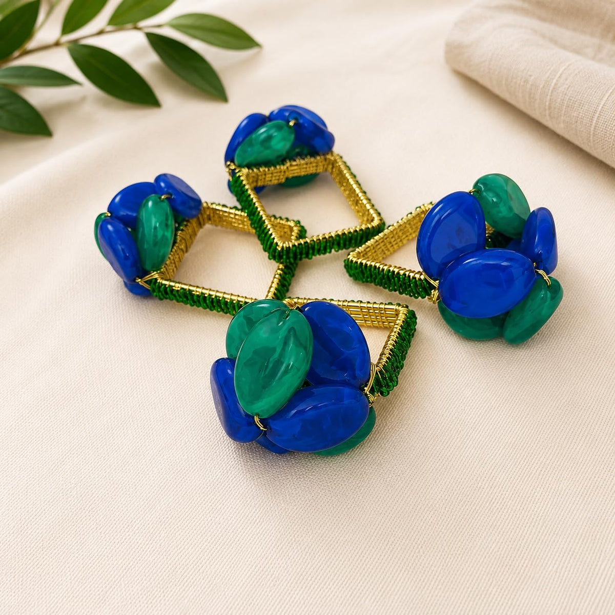 Brown Gemstone Beaded Napkin Rings