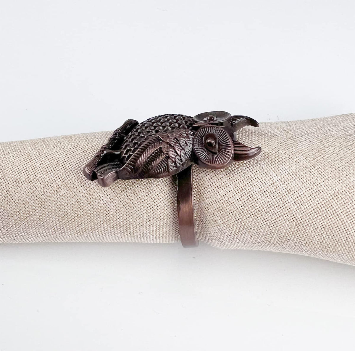Perched Owl Metal Napkin Rings