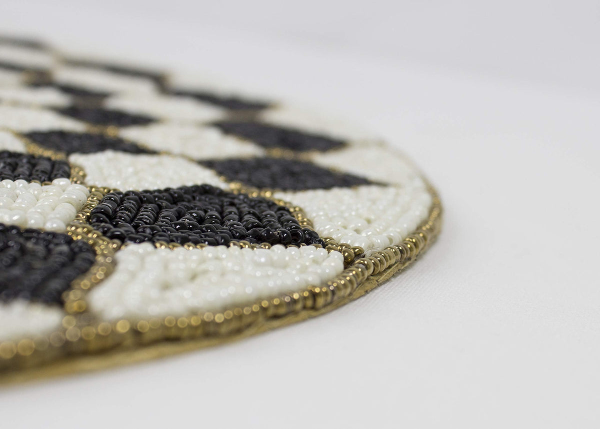 Elegant Hand Beaded Design Round Placemat