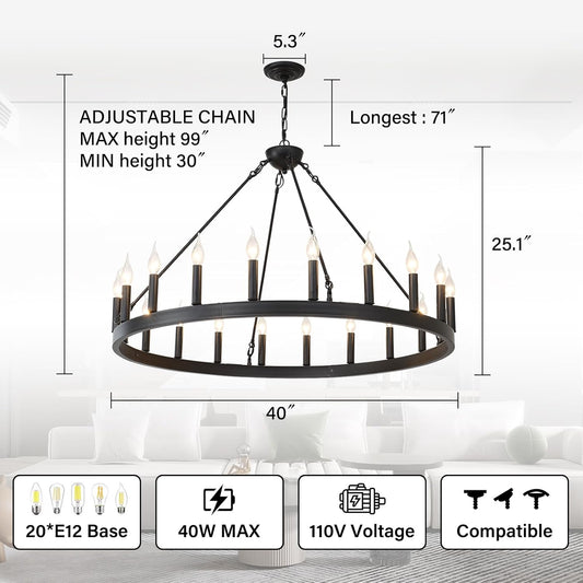Farmhouse Wagon Wheel Chandelier