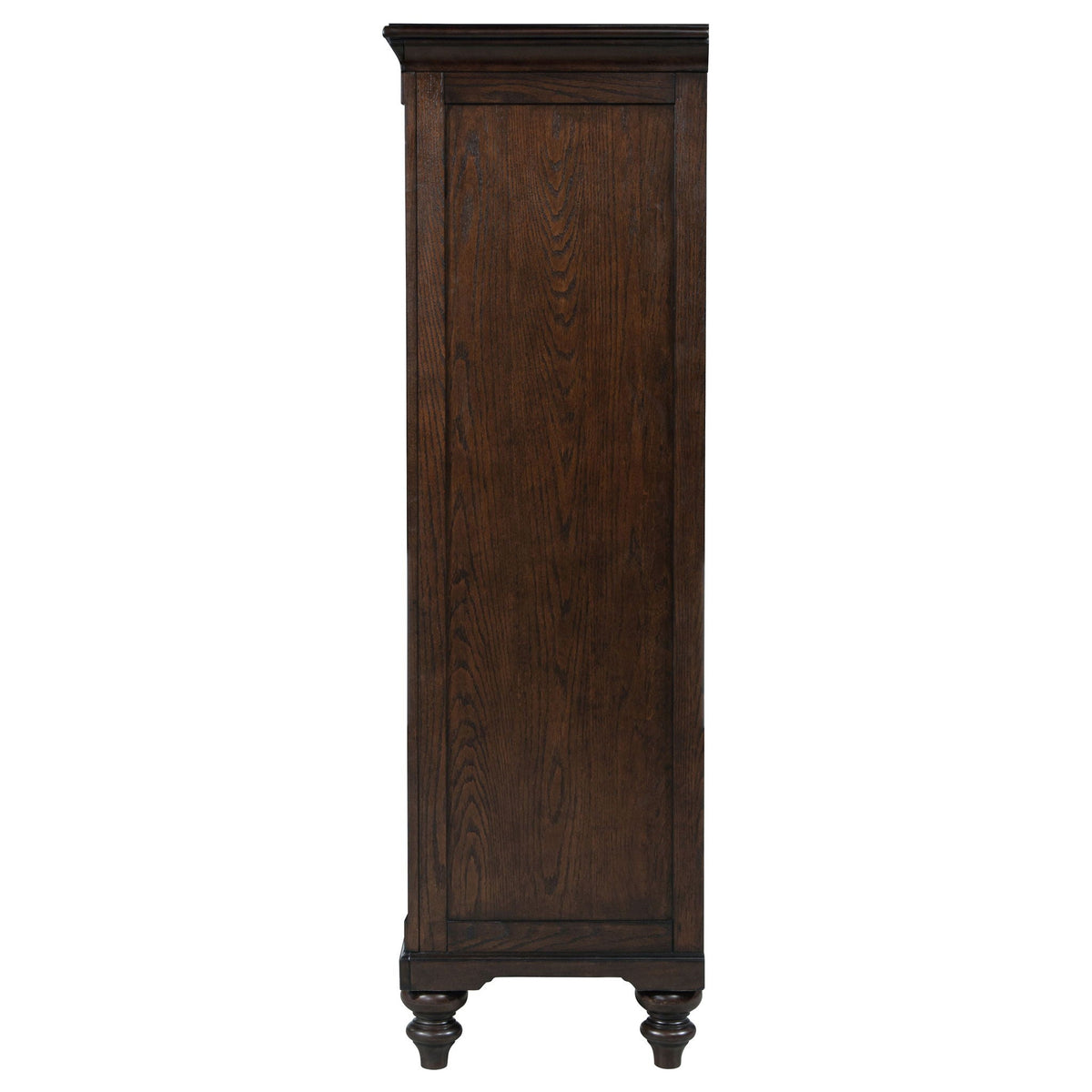 Commode Andover à 6 tiroirs avec porte en verre trempé, chêne foncé