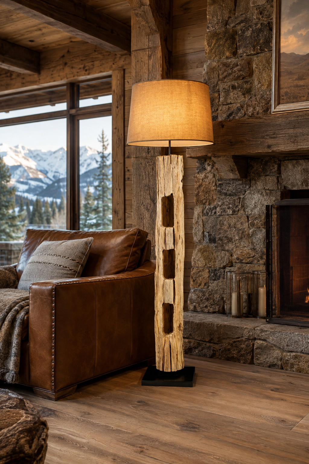 Winter Bleached Farm Post Floor Lamp