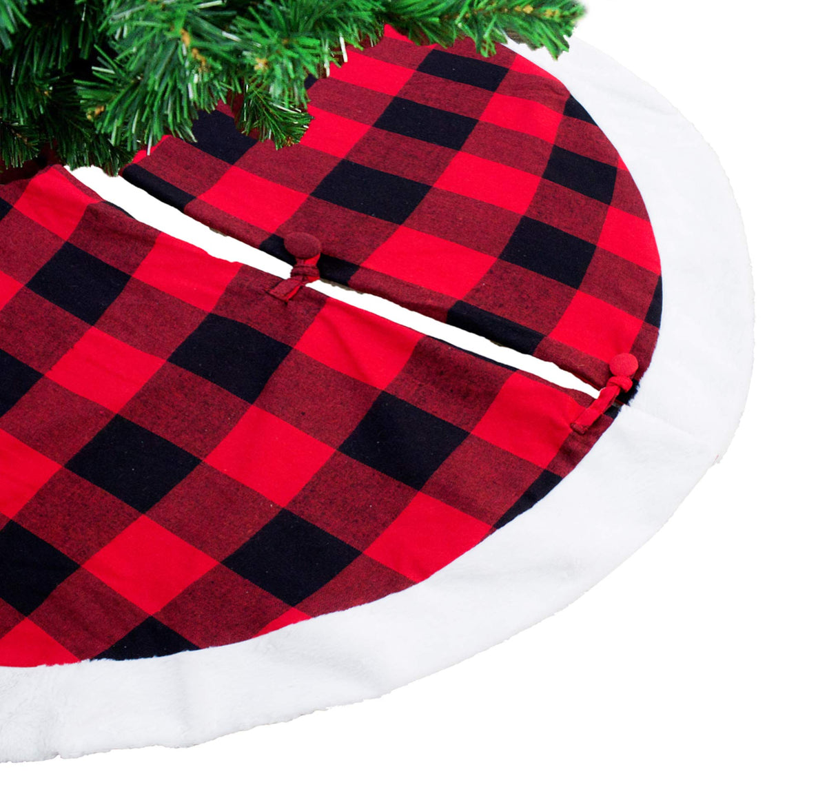 Red & Black Buffalo Plaid Christmas Tree Skirt (53")