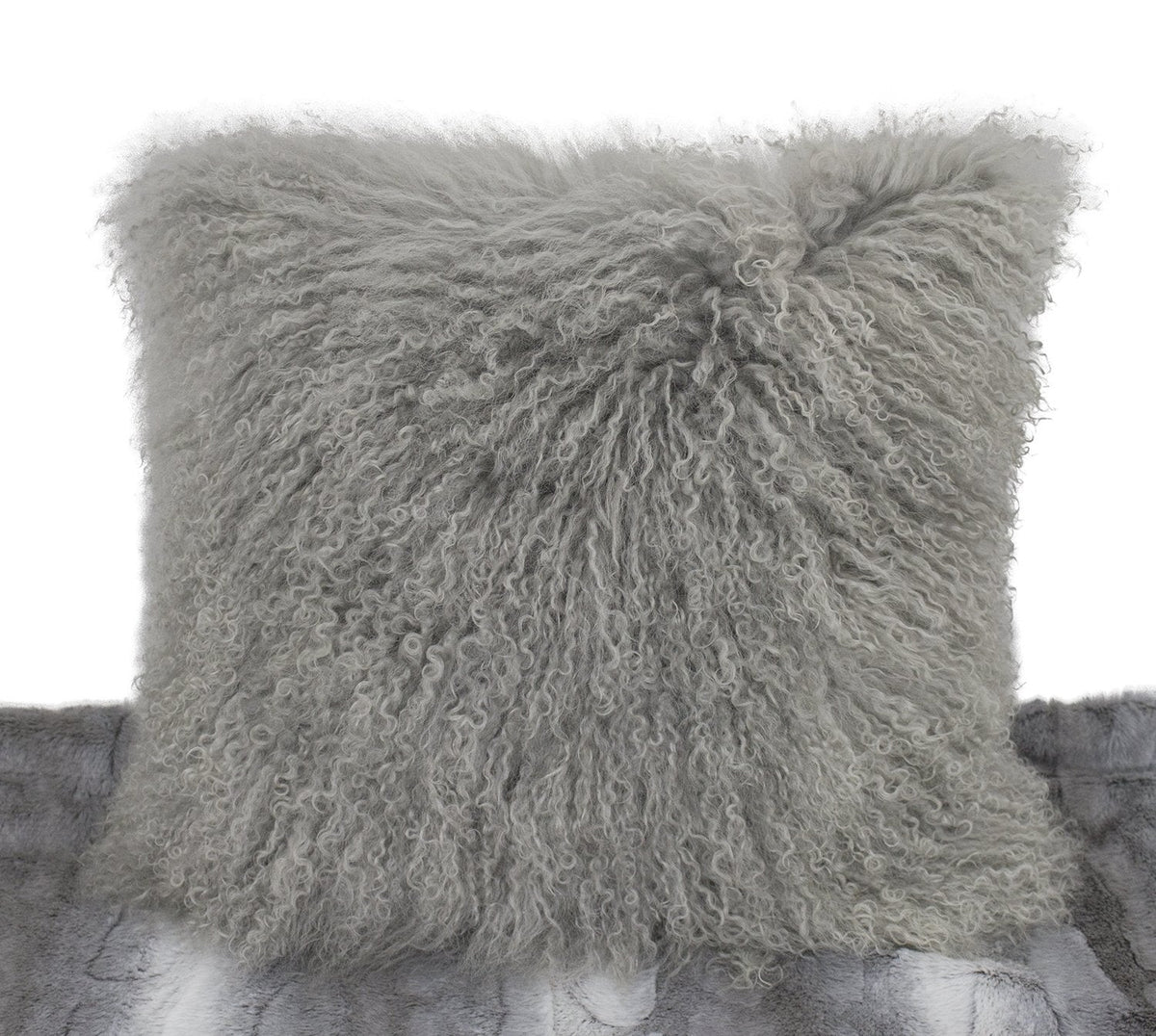Fennco Styles Luxury Grade A Genuine Mongolian Lamb Fur Down Filled Decorative Throw Pillow