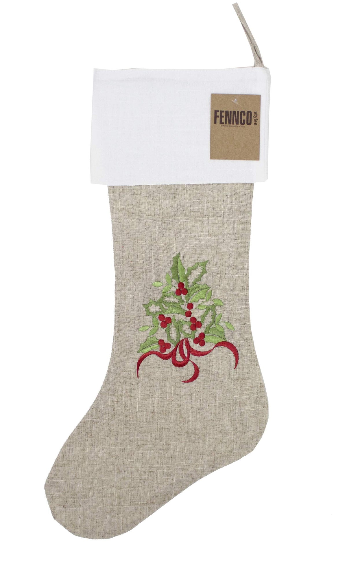 Embroidered Holly Christmas Tree Holiday Decorative Tree Skirt