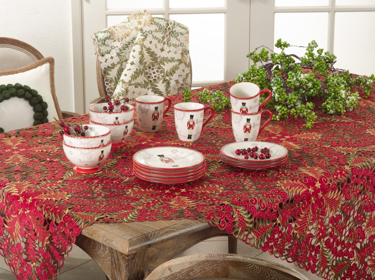 Embroidered Christmas Tree Cutwork Tablecloths