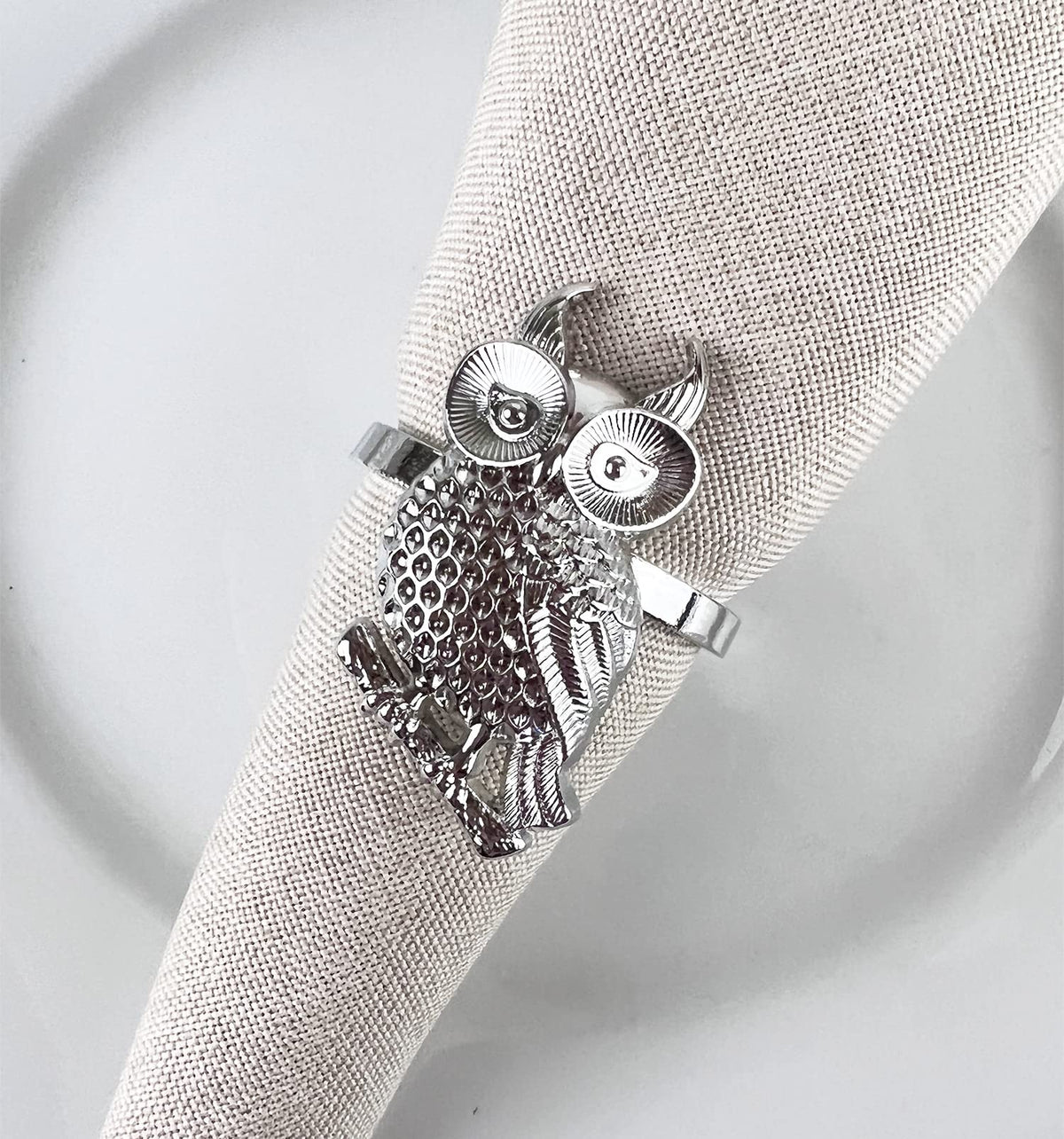 Perched Owl Metal Napkin Rings