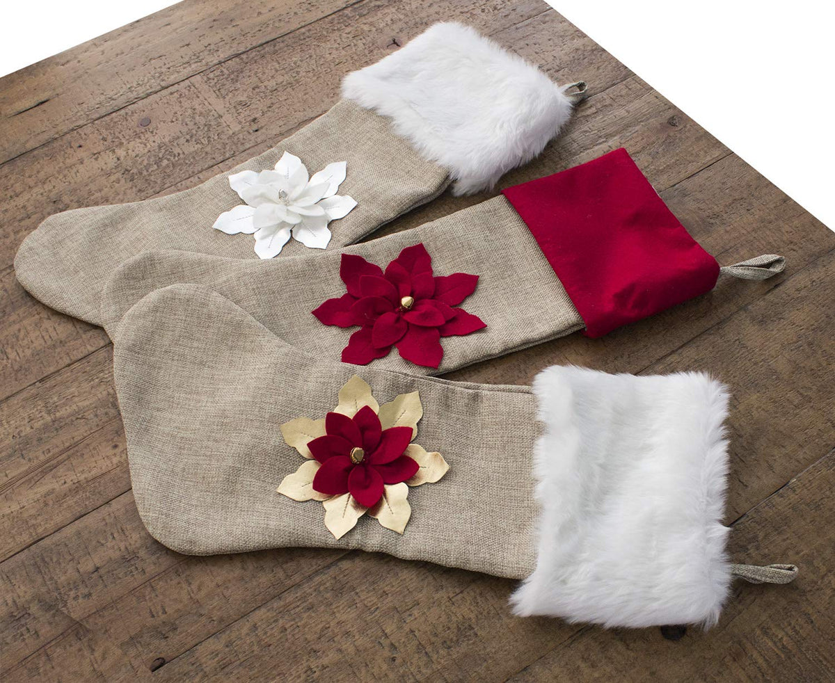 Unique 3D Poinsettia Christmas Tree Skirt (53")