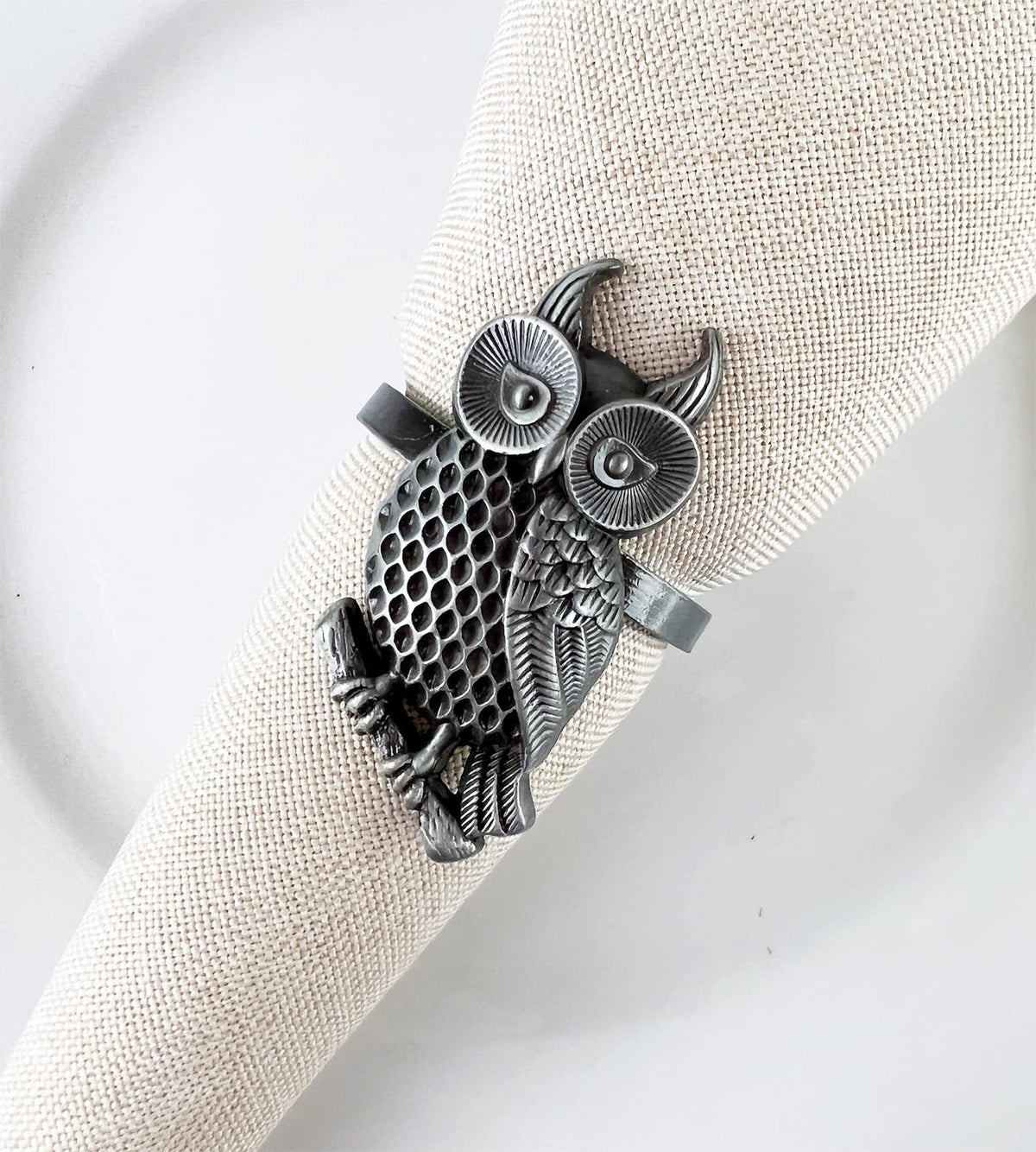 Perched Owl Metal Napkin Rings