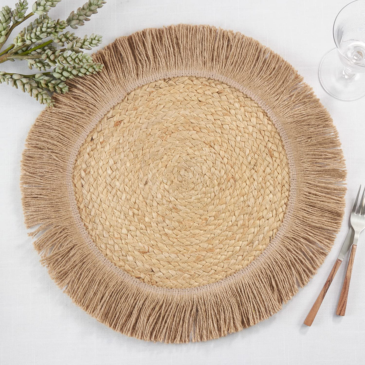 Rustic Jute Fringe Woven Placemat