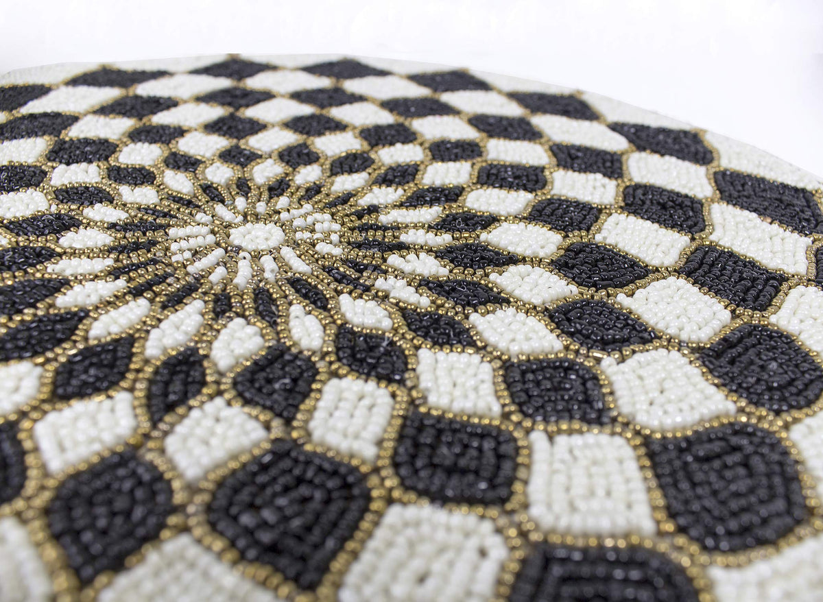 Elegant Hand Beaded Design Round Placemat