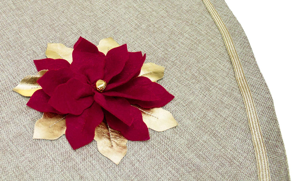 Unique 3D Poinsettia Christmas Tree Skirt (53")