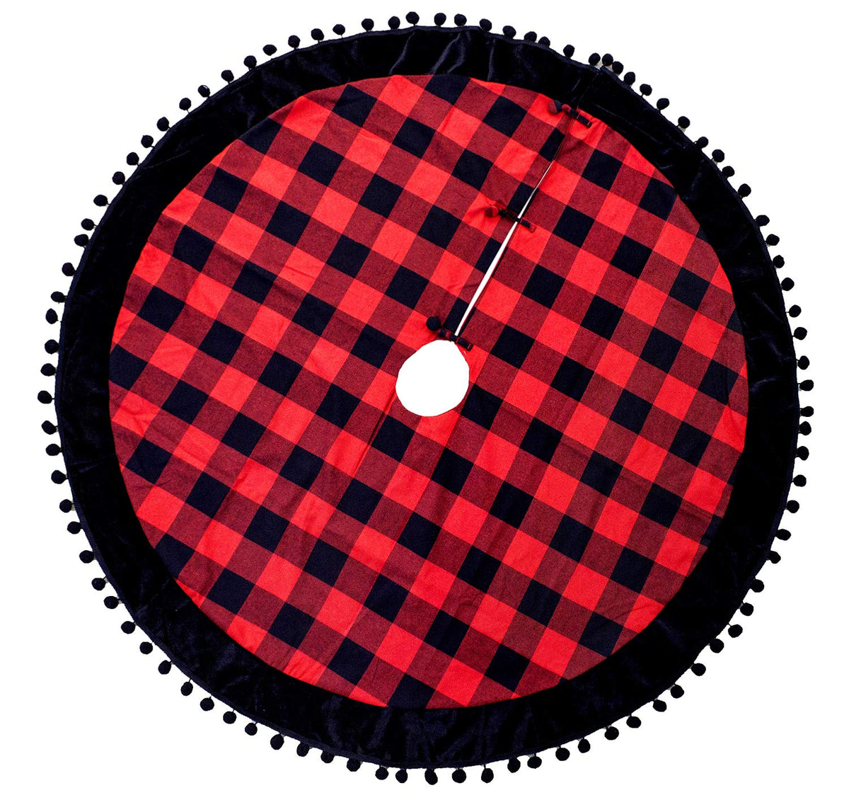 Red & Black Buffalo Plaid Christmas Tree Skirt (53")