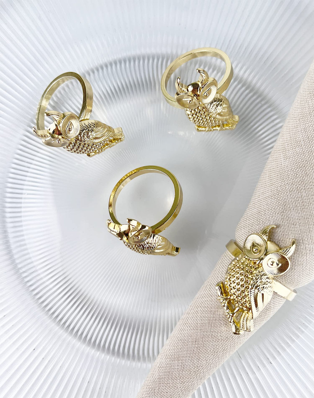 Perched Owl Metal Napkin Rings