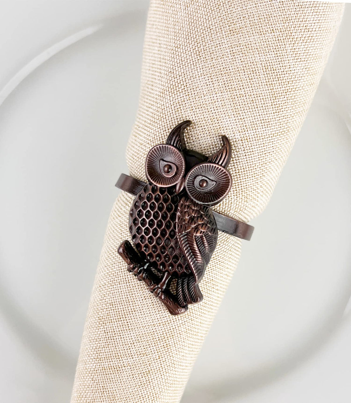 Perched Owl Metal Napkin Rings