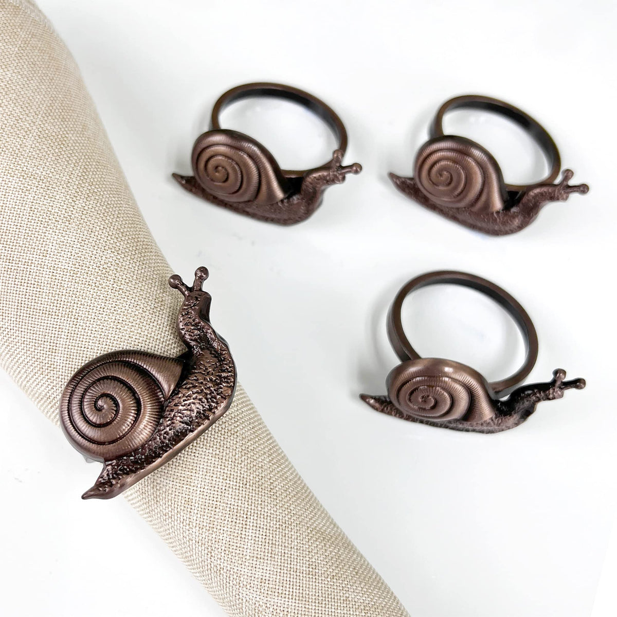 Nature's Touch Snail Metal Napkin Rings