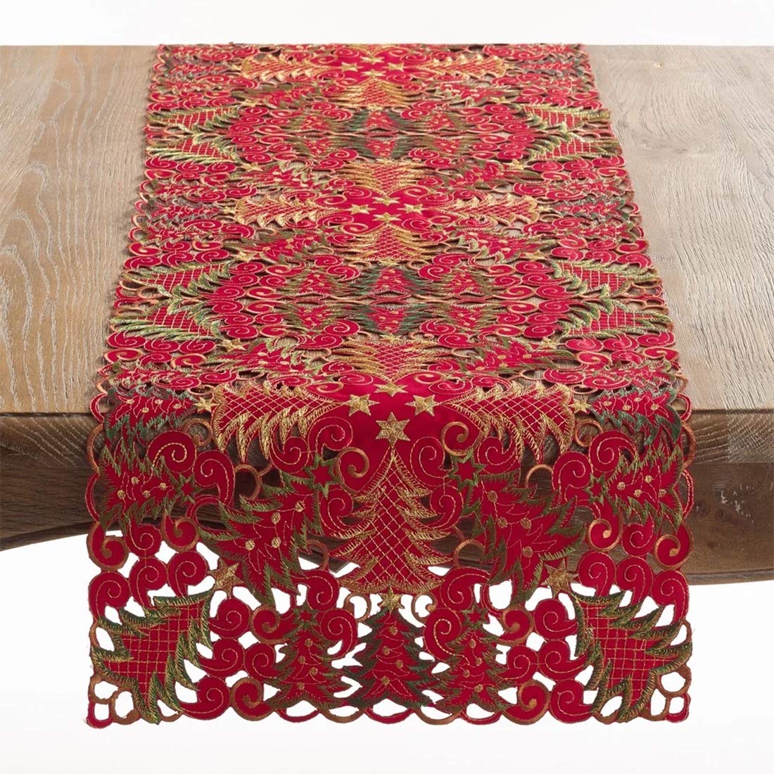 Embroidered Christmas Tree Cutwork Tablecloths