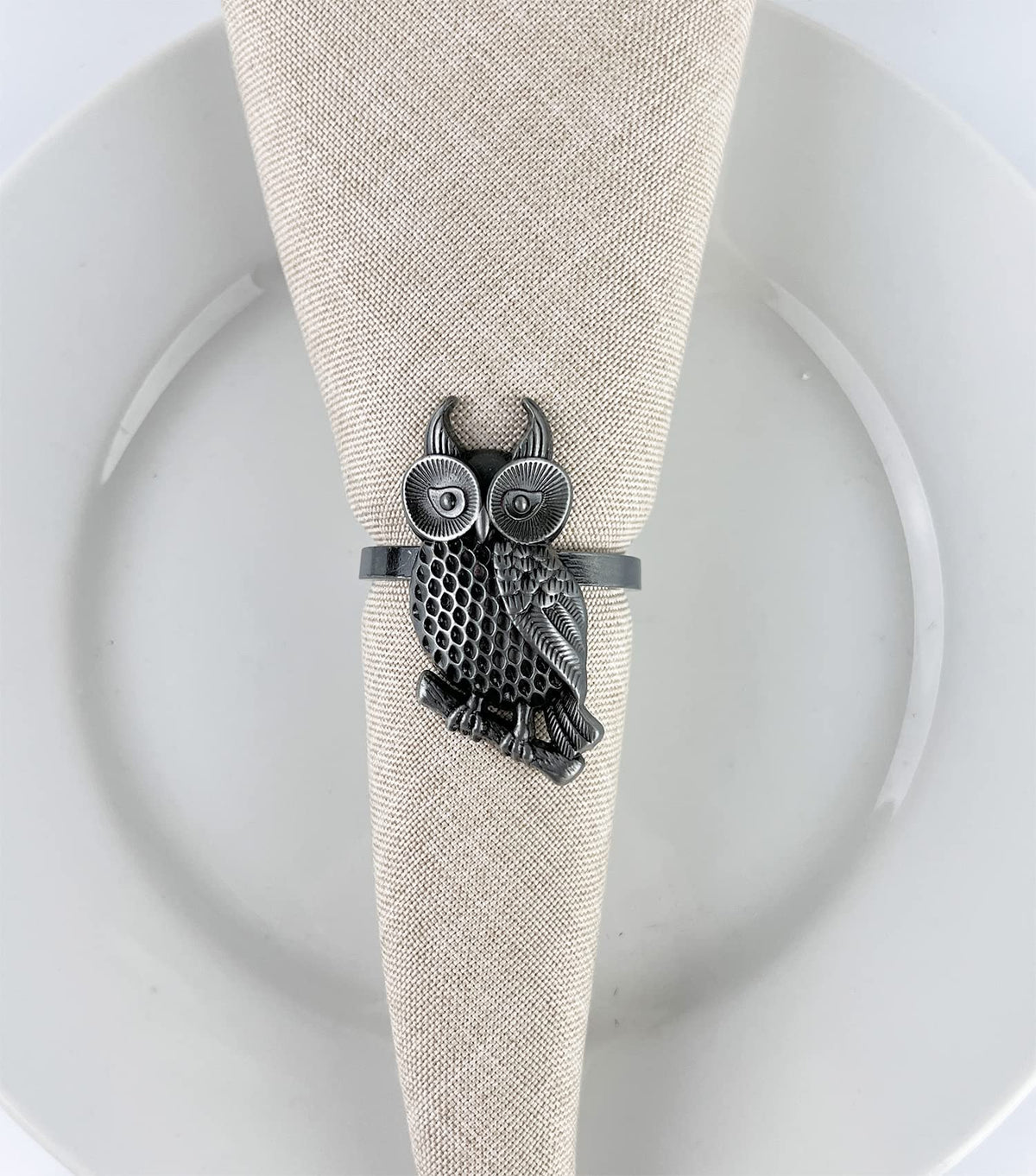 Perched Owl Metal Napkin Rings