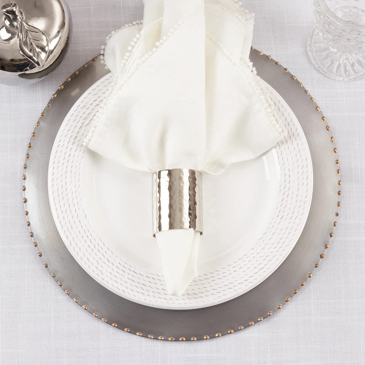 Glamour Hammered Design Brass Napkin Rings