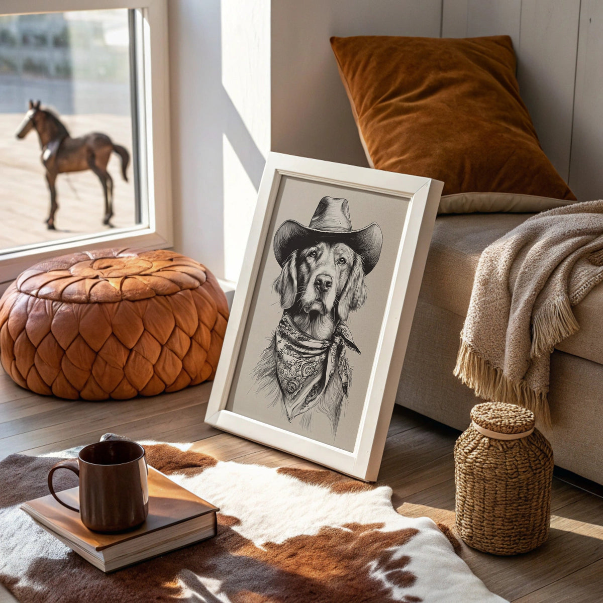 Le regard inébranlable d'un cow-boy canin