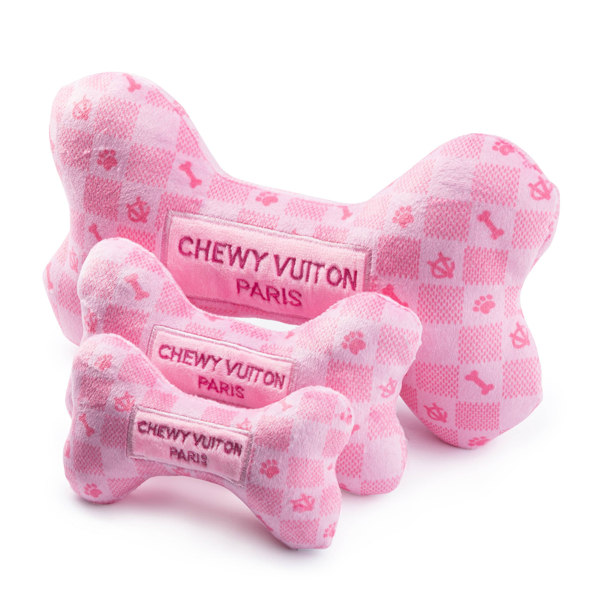 Osso giocattolo per cani Pink Checker Chewy Vuiton | Con squittio