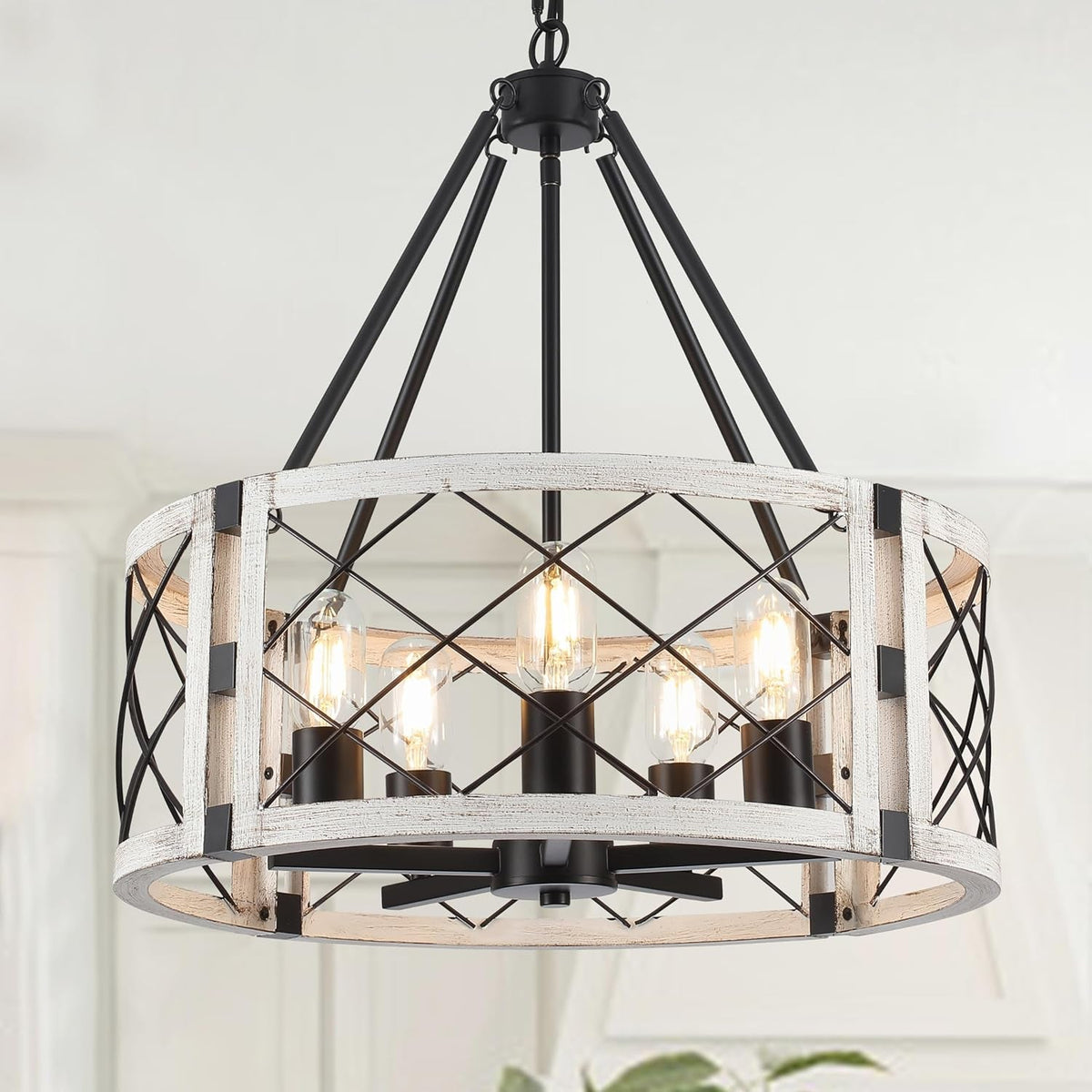 Lustre rond style ferme