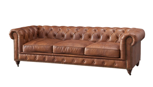 Canapé Chesterfield Century - Cuir brun écorce | Crafters And Weavers
