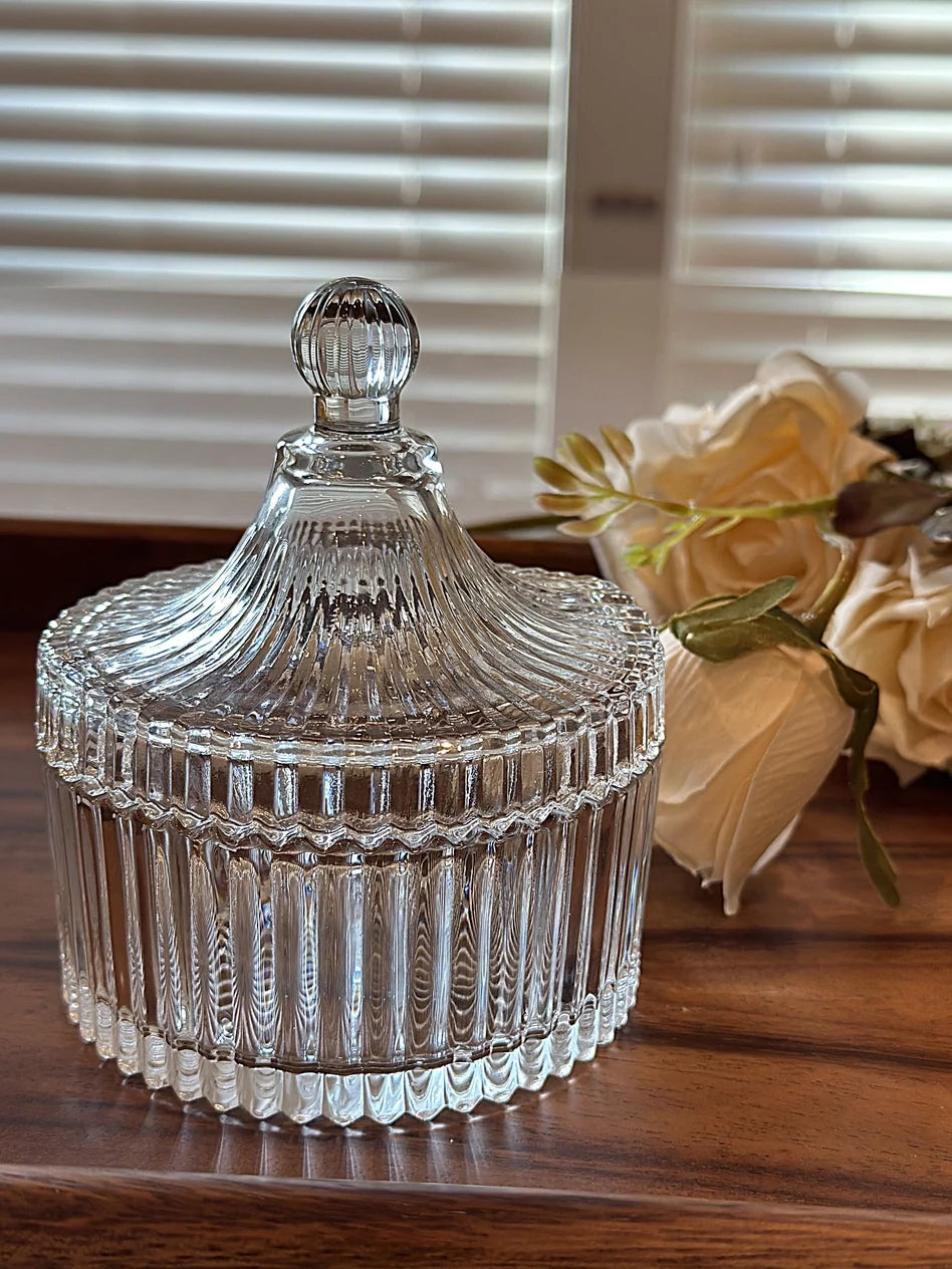 Ribbed Yurt Glass Jar with Lid