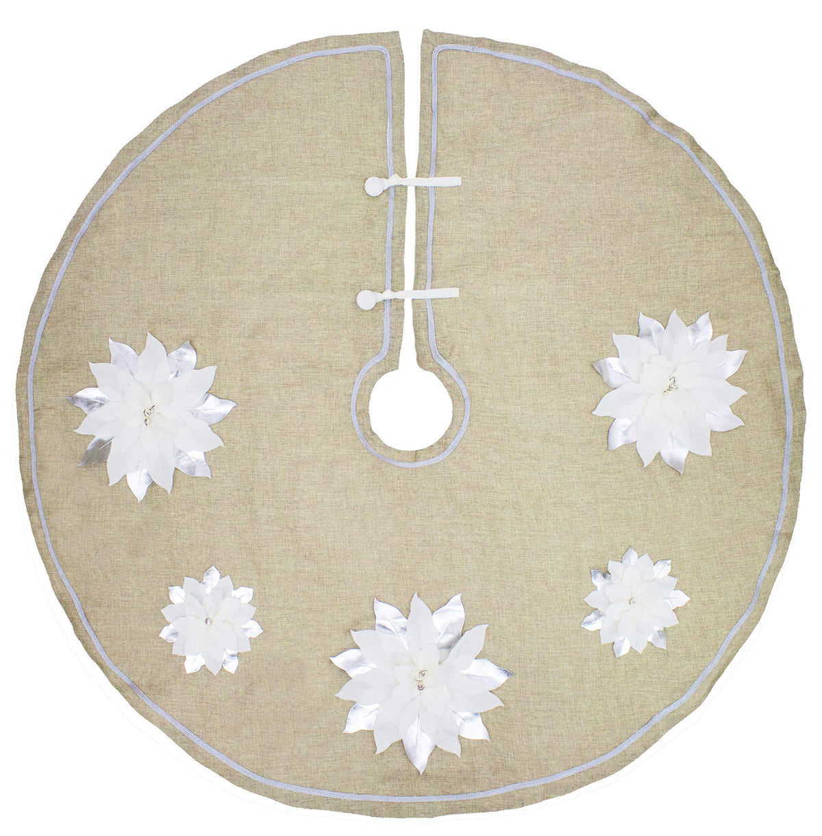 Unique 3D Poinsettia Christmas Tree Skirt (53")