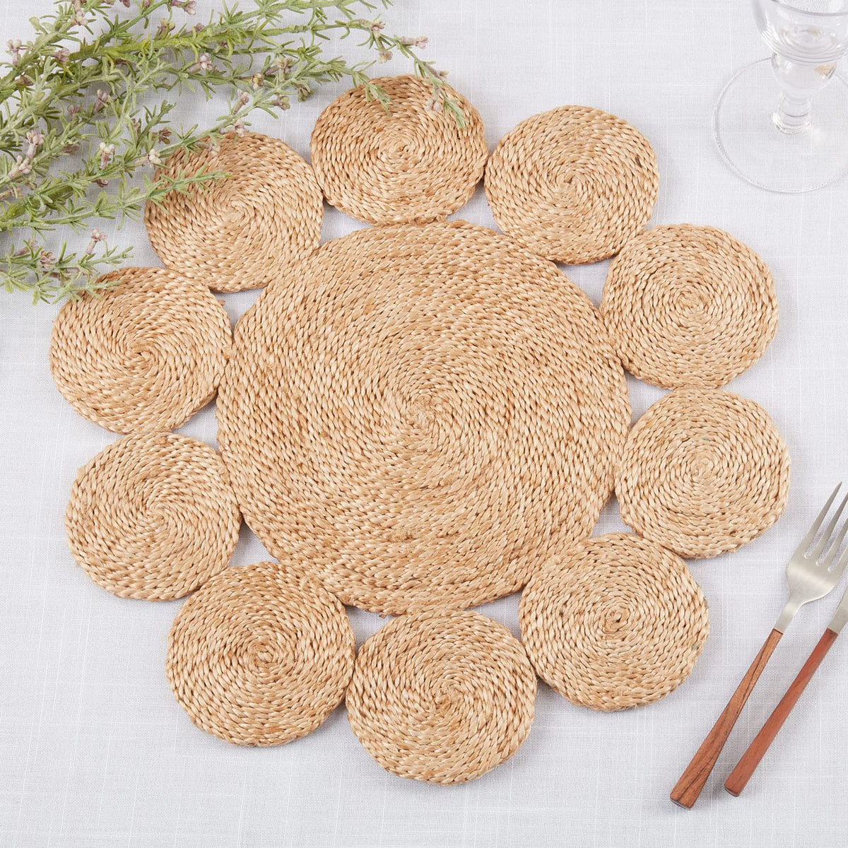 Handwoven Loopy Jute Placemats 16" Round
