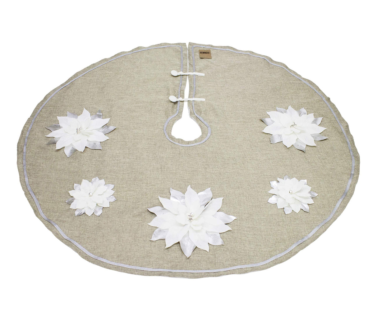 Unique 3D Poinsettia Christmas Tree Skirt (53")