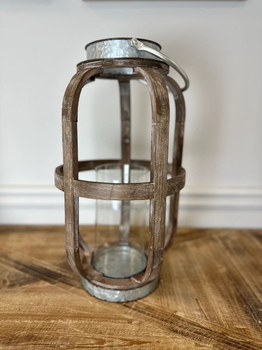 Wood lantern With Metal