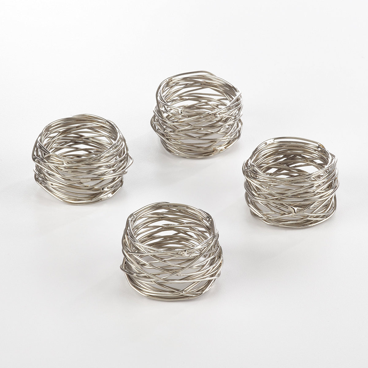 Fennco Styles Metal Design Napkin Rings - Sold Per 4 (Silver)