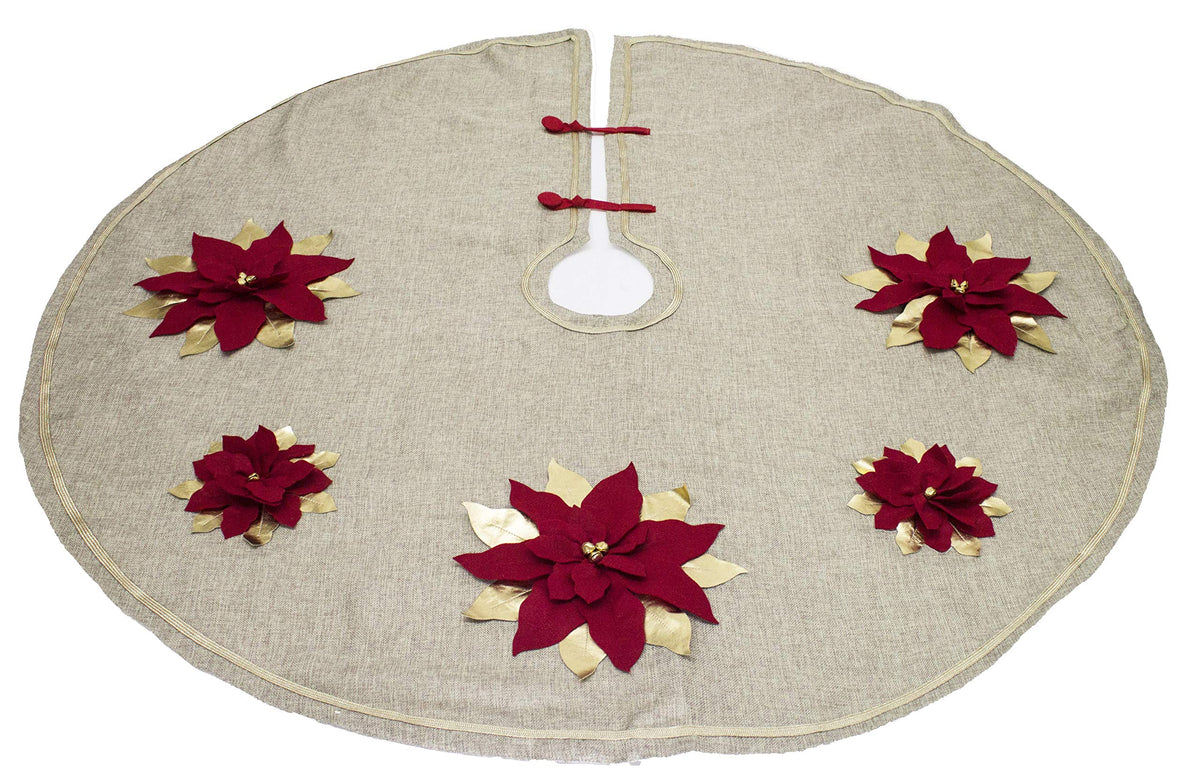 Unique 3D Poinsettia Christmas Tree Skirt (53")