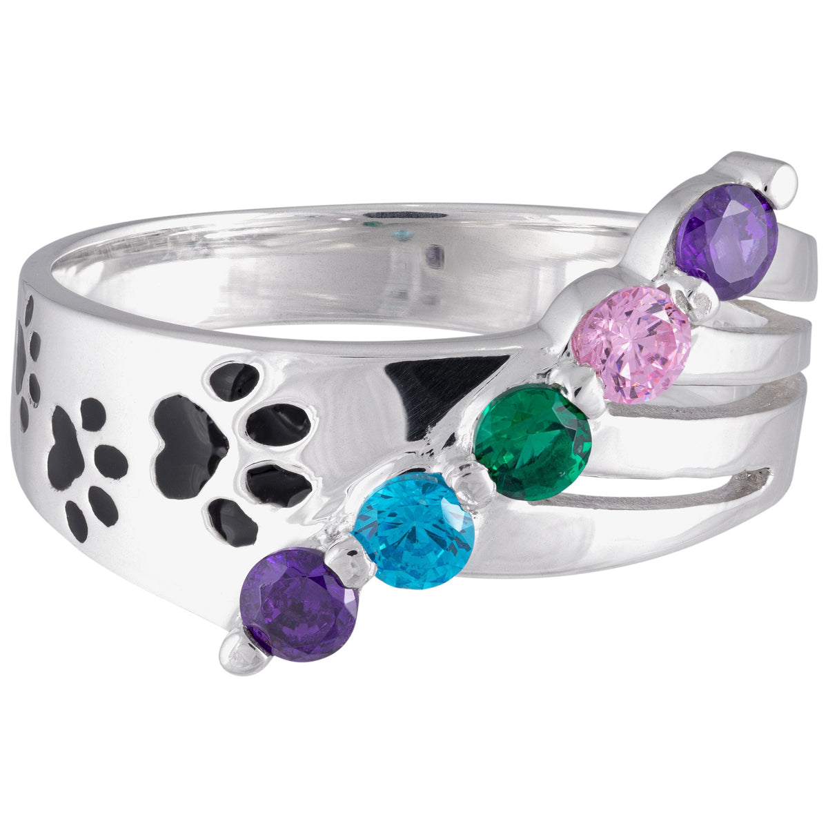 Anello in argento "Walking Paws to the Rainbow"