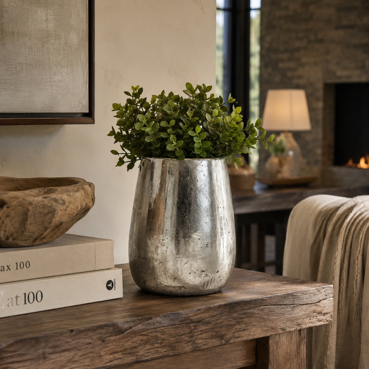 Celine Distressed Metallic Ceramic Vase