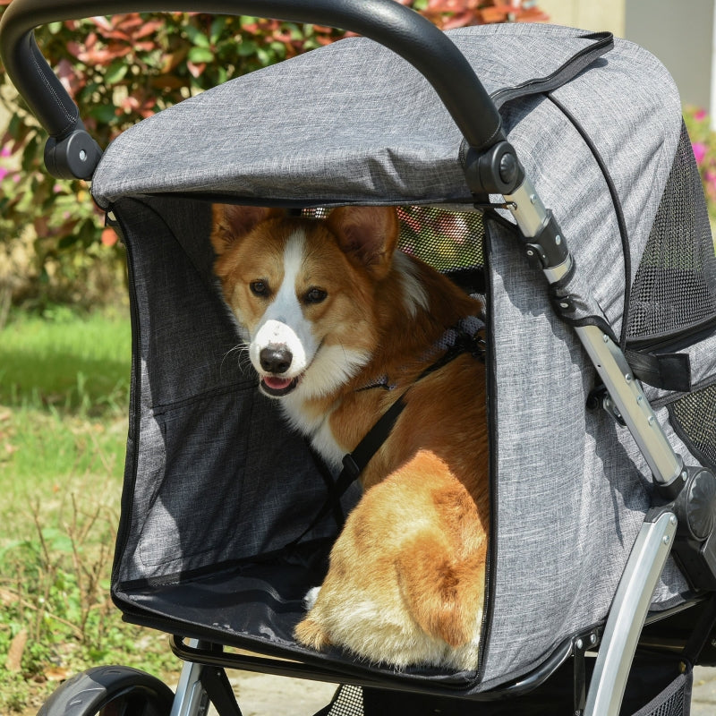Passeggino da viaggio per animali domestici con maniglione regolabile