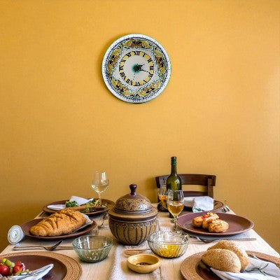 DERUTA VARIO : Horloge murale ronde décor Feuilles Vertes